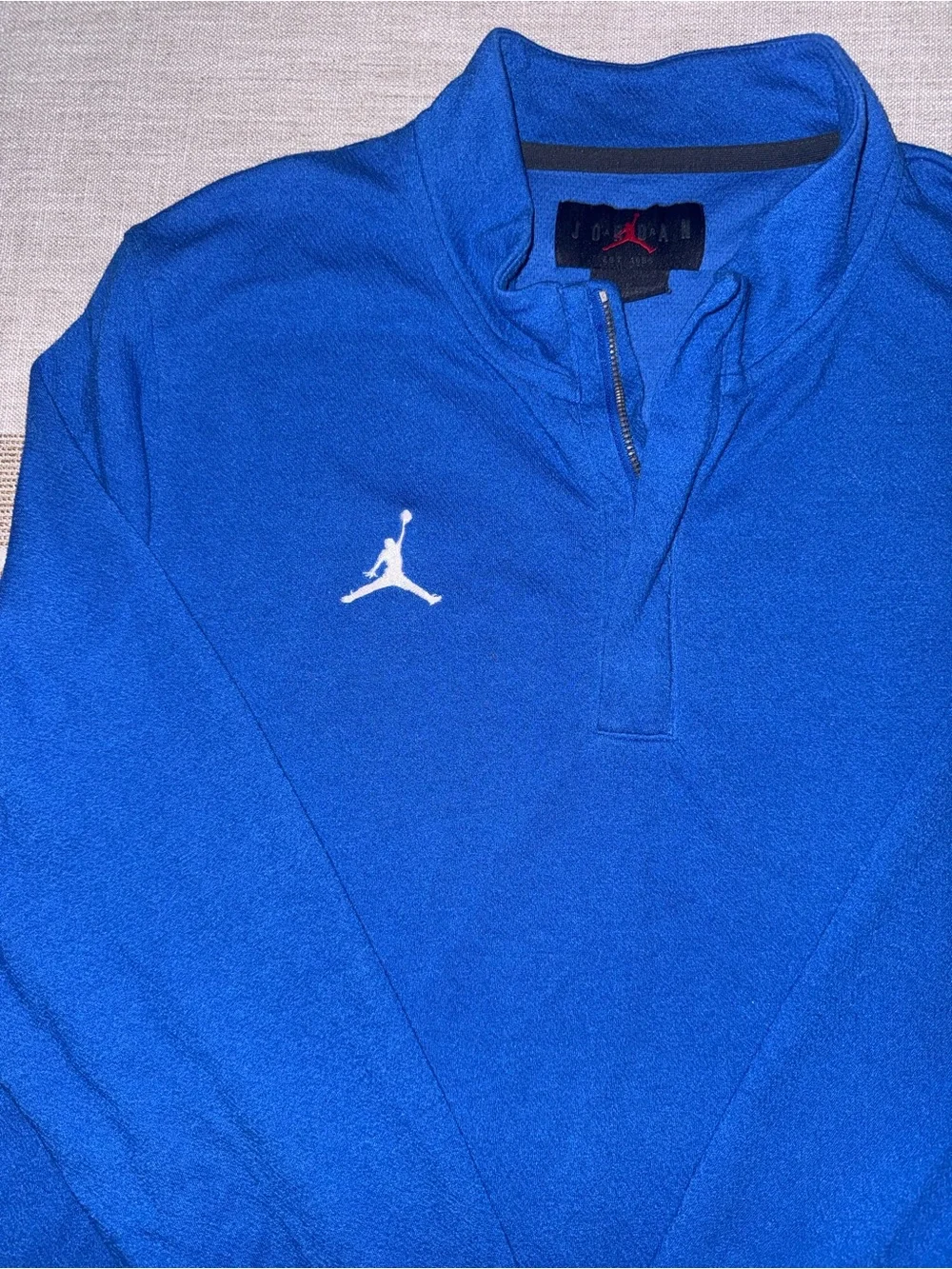 Jordan Men's Bright Blue Half-Zip Pullover with White Jumpman Dry Fit
